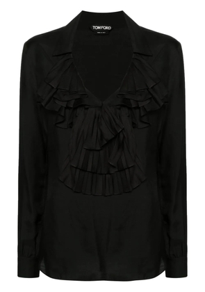 TOM FORD plissé ruffle-collar blouse - Black