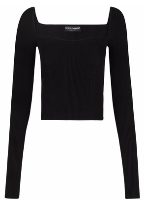 Dolce & Gabbana ribbed-knit square-neck jumper - Black