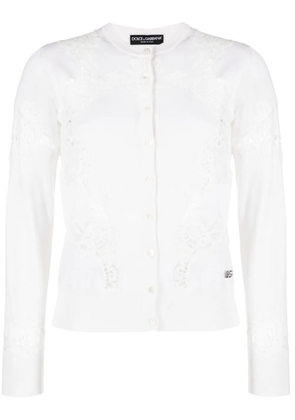 Dolce & Gabbana lace-inserts buttoned cardigan - White