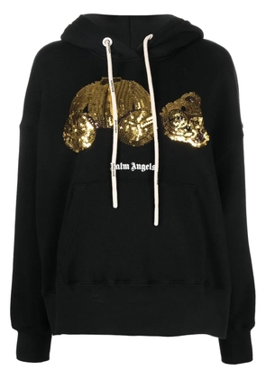 Palm Angels sequined-bear oversized hoodie - Black