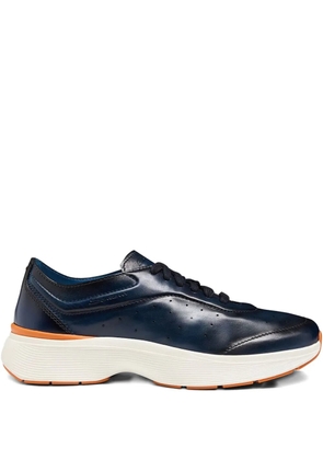 Santoni perforated leather sneakers - Blue