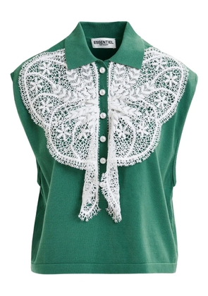 Essentiel Antwerp Ihelly lace-embellished collar top - Green