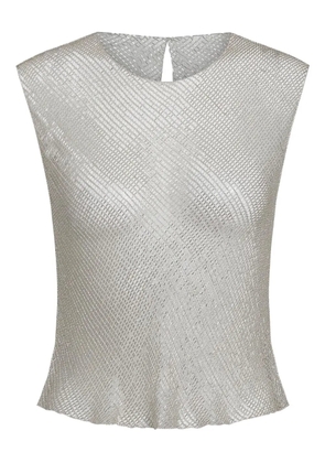 TWP Chloe beaded mesh top - Silver