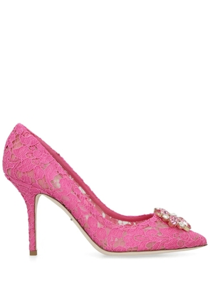 Dolce & Gabbana Taormina-lace crystal-embellished pumps - Pink