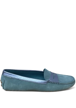 Tod's Gommino metallic-trim suede loafers - Blue
