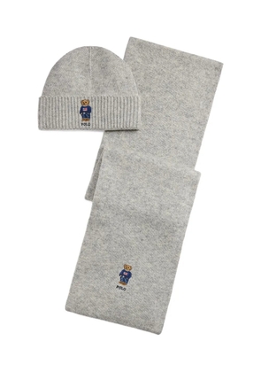 Polo Ralph Lauren embroidered scarf and beanie set - Grey