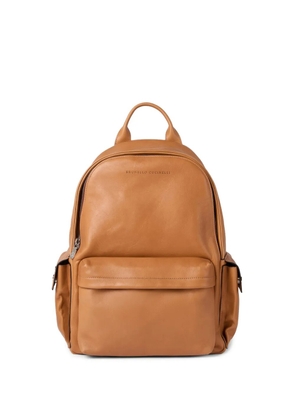 Brunello Cucinelli leather travel backpack - Brown