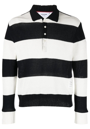 Thom Browne striped knitted polo shirt - Blue