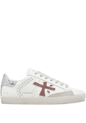 Premiata Stevend 7607 logo studded trainers - White