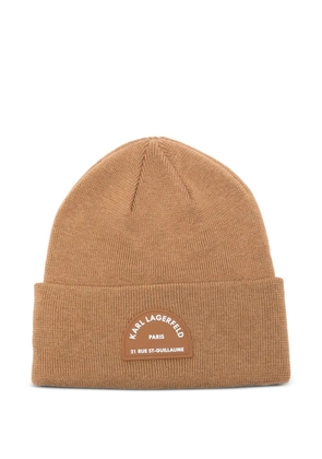 Karl Lagerfeld logo-appliqué beanie - Brown