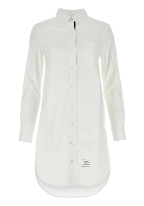 Thom Browne crinkled cotton shirtdress - White