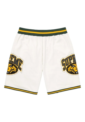 Supreme tiger-logo studded basketball shorts - White