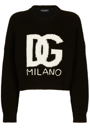Dolce & Gabbana DG-logo fisherman's-knit jumper - Black