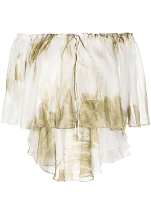 Bambah off-shoulder tie-dye blouse - White