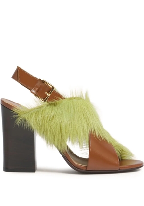 Marni criss-cross fur sandals - Brown