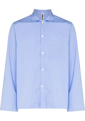 TEKLA pinstriped poplin pajama shirt - Blue