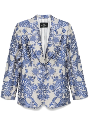 ETRO lace-motif single-breasted blazer - Neutrals