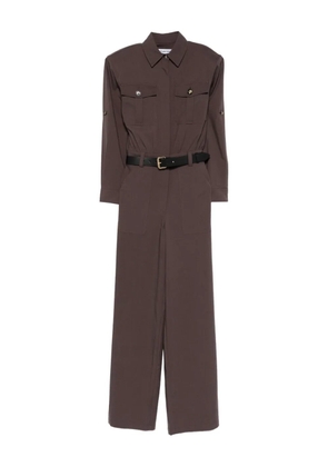 Self-Portrait belted pocket jumpsuit - Brown