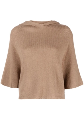 Fabiana Filippi three-quarter sleeved hooded jumper - Brown