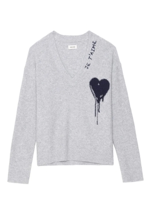 Zadig&Voltaire Mikyz heart V-neck sweater - Grey