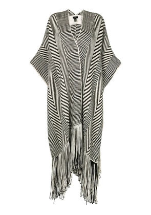 VOZ chevron fringed knitted duster - White