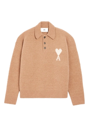 AMI Paris Ami de Coeur-intarsia polo sweater - Neutrals