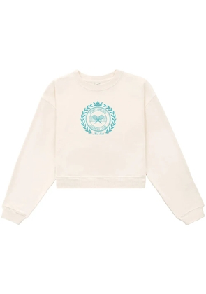 Sporty & Rich logo-print cotton cropped sweatshirt - White