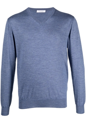 Cruciani V-neck fine-knit jumper - Blue