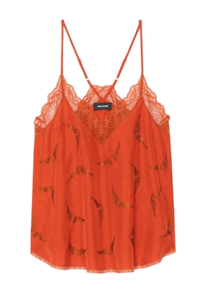 Zadig&Voltaire Christy lace strass top - Orange
