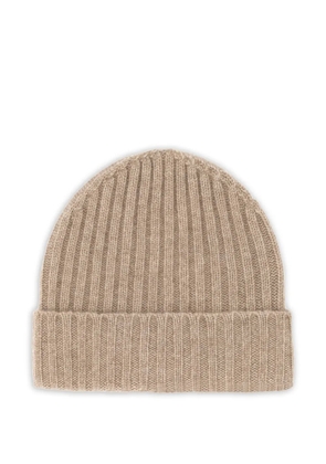 Boggi Milano ribbed cashmere beanie hat - Neutrals