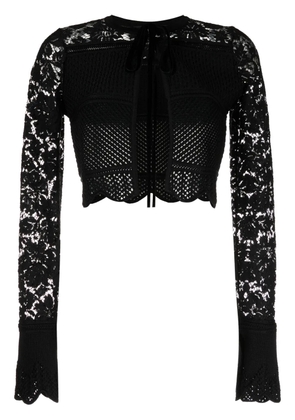Roberto Cavalli cropped open-knit top - Black