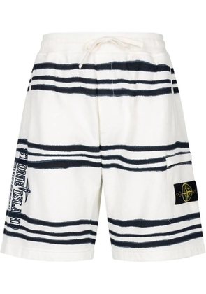 Supreme x Stone Island Warp striped shorts - White
