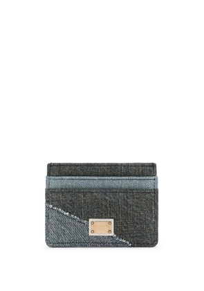 Dolce & Gabbana logo-plaque patchwork card holder - Blue