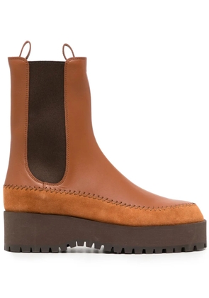 Ulla Johnson Jodie whipstitch-trim leather chelsea boots - Brown