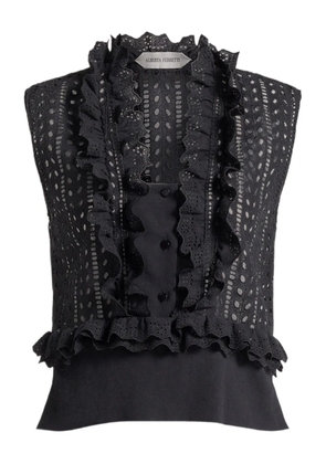 Alberta Ferretti ruffled eyelet blouse - Black