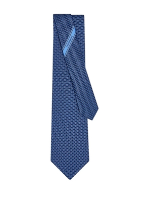 Ferragamo Gancini-print silk tie - Blue