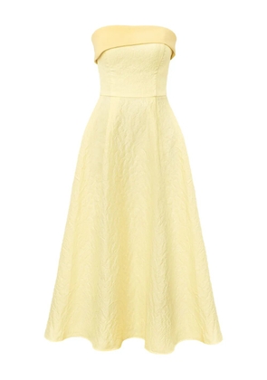 POST MERIDIEM jacquard satin-panel midi dress - Yellow