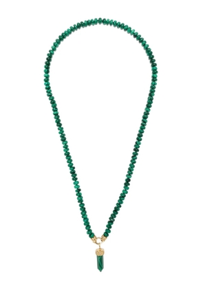 Sydney Evan 14kt yellow gold Eye malachite beaded necklace - Green