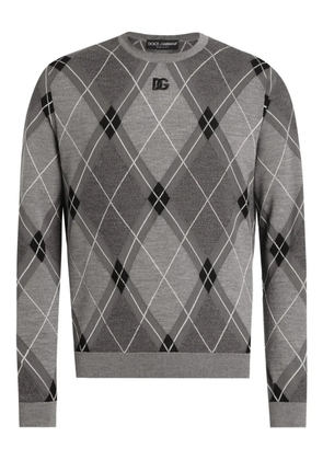 Dolce & Gabbana argyle-pattern logo-detail sweater - Grey