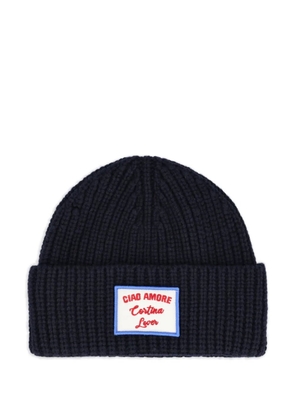 Giada Benincasa ribbed-knit logo patch beanie hat - Black