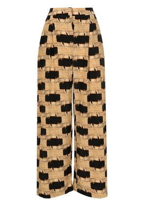 Lenny Niemeyer trompe l'oeil print silk trousers - Yellow
