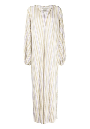 Bambah striped plissé kaftan dress - Green