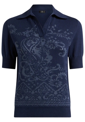 ETRO paisley-jacquard polo top - Blue