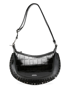 ISABEL MARANT Oskan Moon crocodile-embossed studded shoulder bag - Black