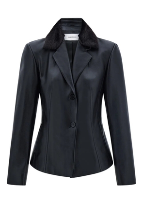 Ferragamo shearling-collar nappa blazer - Black