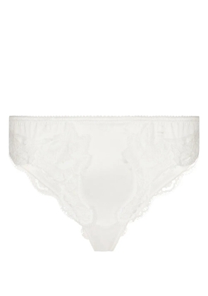 Dolce & Gabbana lace-trim satin thong - White
