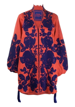 Yuliya Magdych floral-jacquard linen minidress - Blue