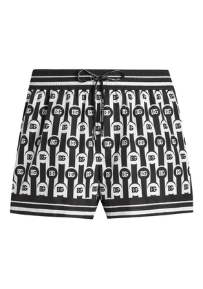 Dolce & Gabbana logo-pattern swim shorts - Black