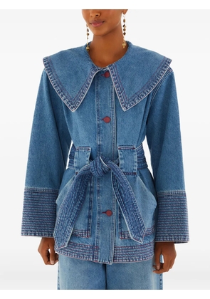 FARM Rio collar belted jacket - Blue