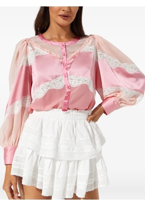 LoveShackFancy Zavia lace-panelled satin blouse - Pink